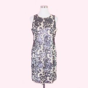 Vince Camuto Sequined Party Sheath Dress Silver